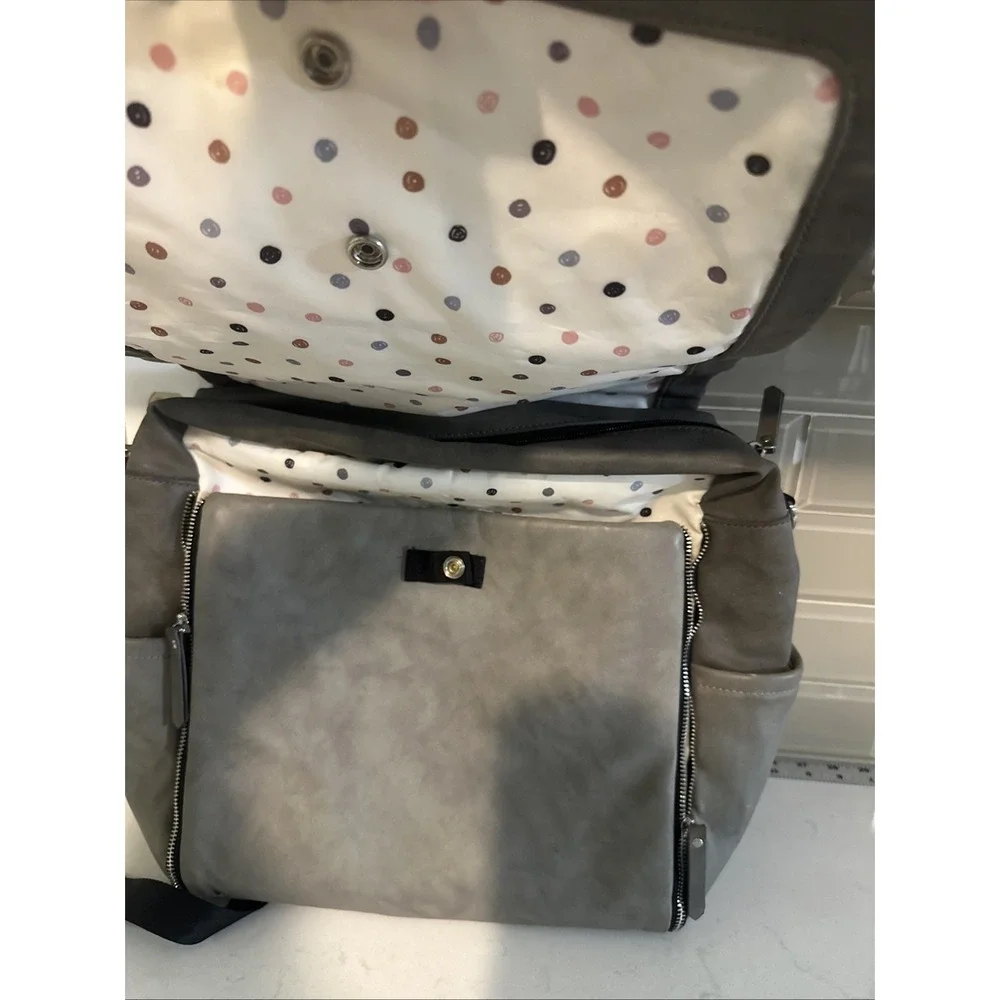 Petunia Pickle Bottom Boxy Backpack in Pewter Gray Matte Leatherette Diaper Bag
